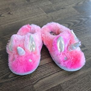 Dearfoams Pink Fuzzy Unicorn Slippers US size 7-8
